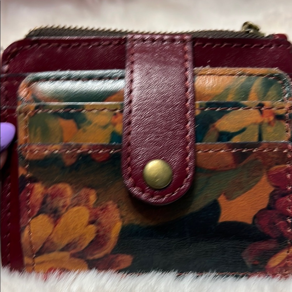 Patricia Nash Red and Brown Wallet with Floral Design